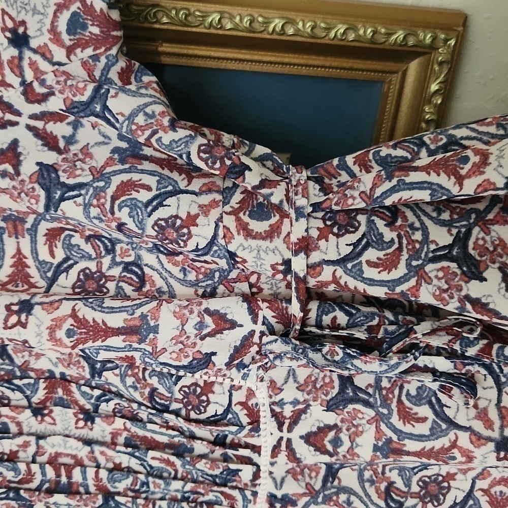 Boutique Women's Paisley Print Prairie Dress XL Pin Tuck Side Tie Bohemian - Picture 9 of 16